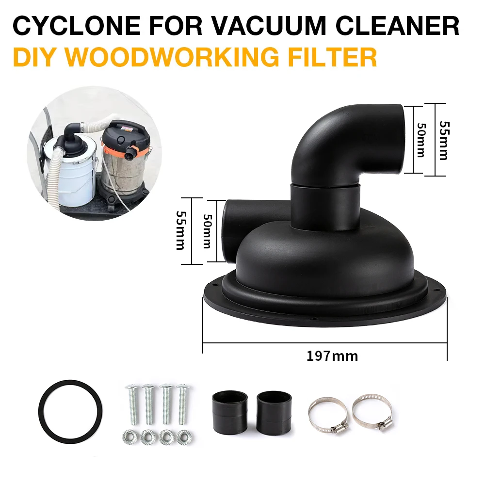 

New Cyclone Separator Cover Powder Dust Collector DIY Turbocharged Filter Industrial Cyclone Dust Collector for Workshops/Home