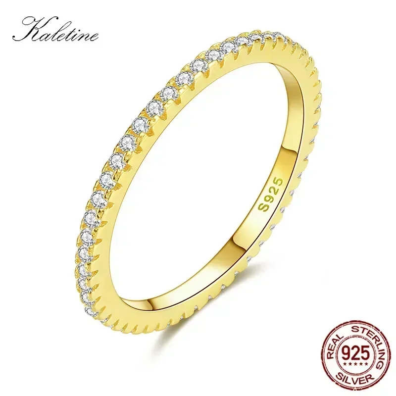 KALETINE Concise Rings for Women 925 Sterling Silver Luxury Brand CZ Stone Rose Black Gold Wedding Bulgaria Jewelry Mens Ring