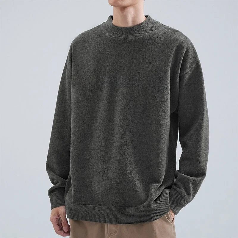 

Studio Men's Thiened Winter Knitted Sweater round Ne Loose Fit Knitwear Retro Sle Casual Comfortable Polyester Fiber