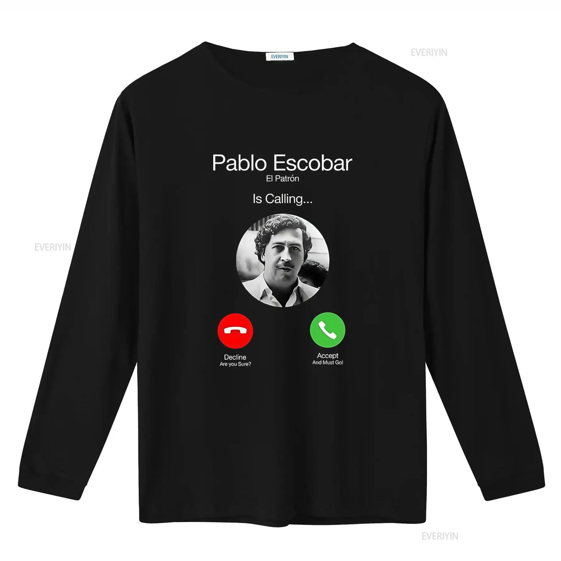 Pablo Escobar El Patron Is Calling Men's Cotton T Shirt Unique Design with Call Button s vintage Washed Stretched graphic