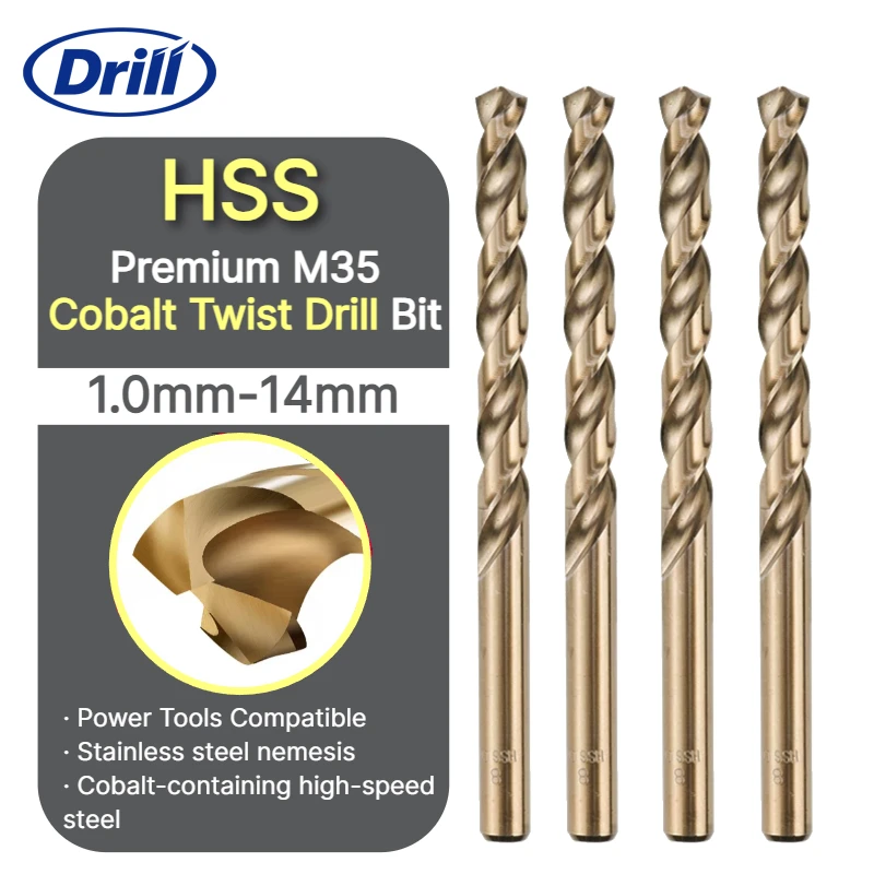 1/5/10pcs Heavy-Duty Cobalt Bearing Drill Bit Set, 1.0-14mm, M35 HSS, Efficient Wood/Metal Hole Cutter, Fits Power Tools