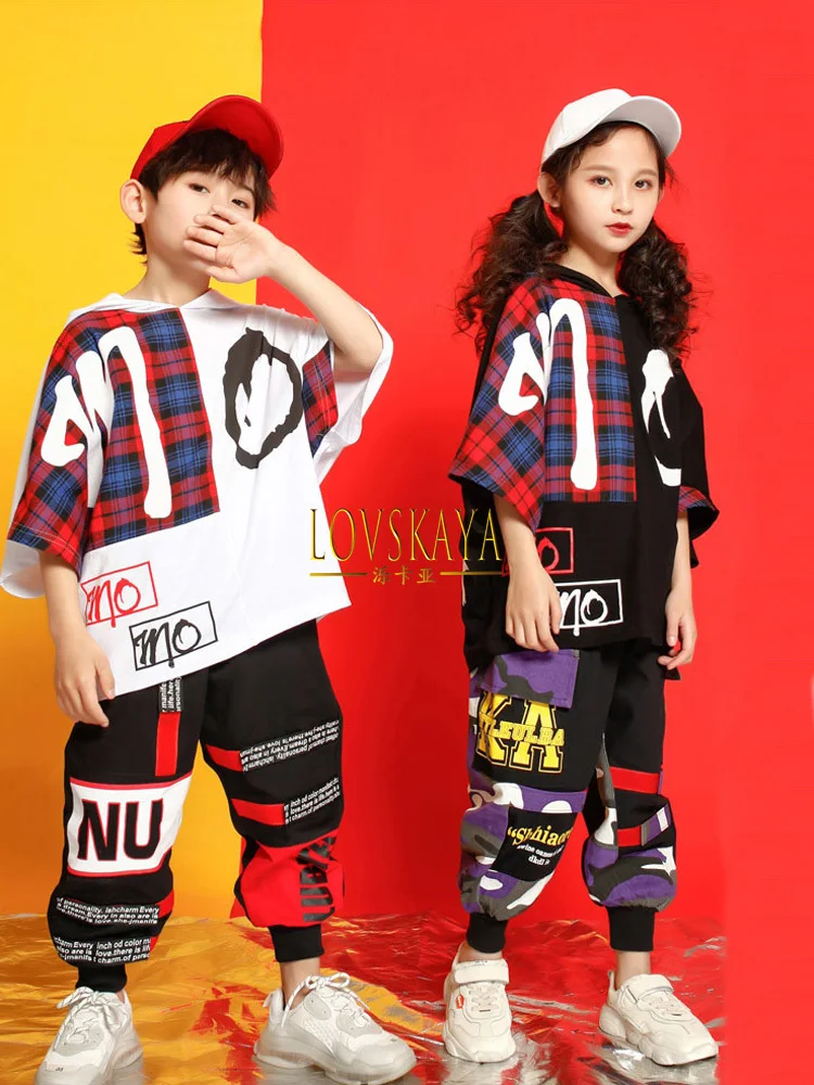 Performance clothes Hip-hop suit Drum set Modern dance practice clothes Children's jazz dance costumes