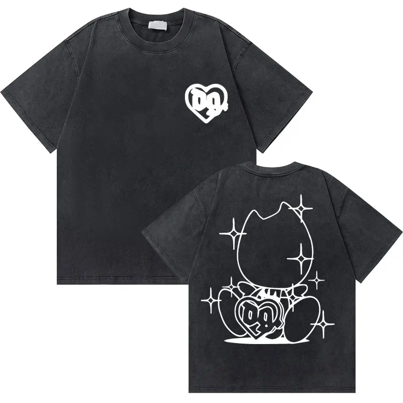 Custom Washed Vintage Swedish Rapper Bladee Graphic T-shirt Drain Gang Logo Print T Shirts Men Women Hip Hop Fashion Oversized