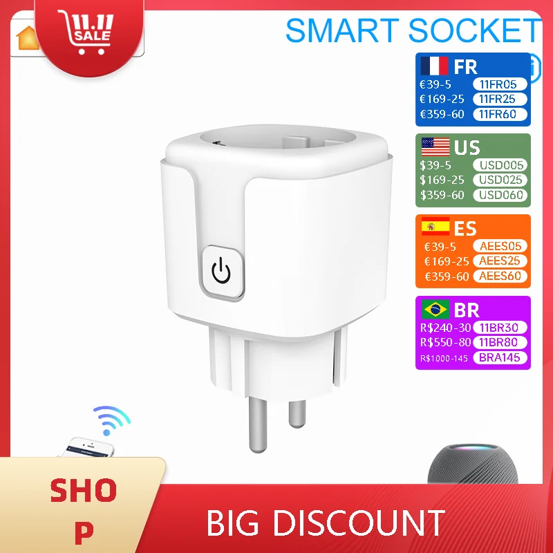 

HomeKit Smart Plug EU With Energy Monitor 16A Socket 2.4g WiFi Remote/Voice Control by Siri