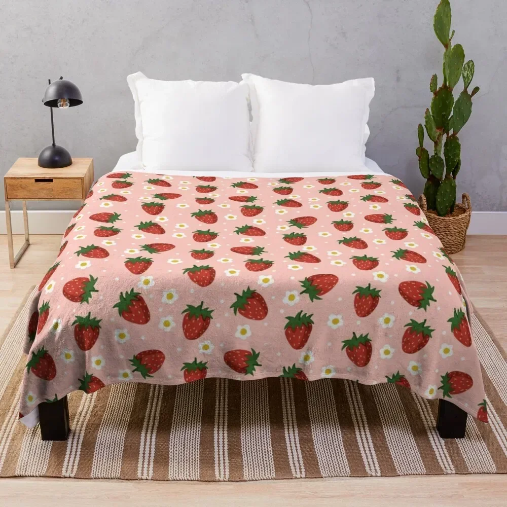 

STRAWBERRY AND FLOWER PATTERN // VSCO Throw Blanket Hair halloween Luxury St Blankets