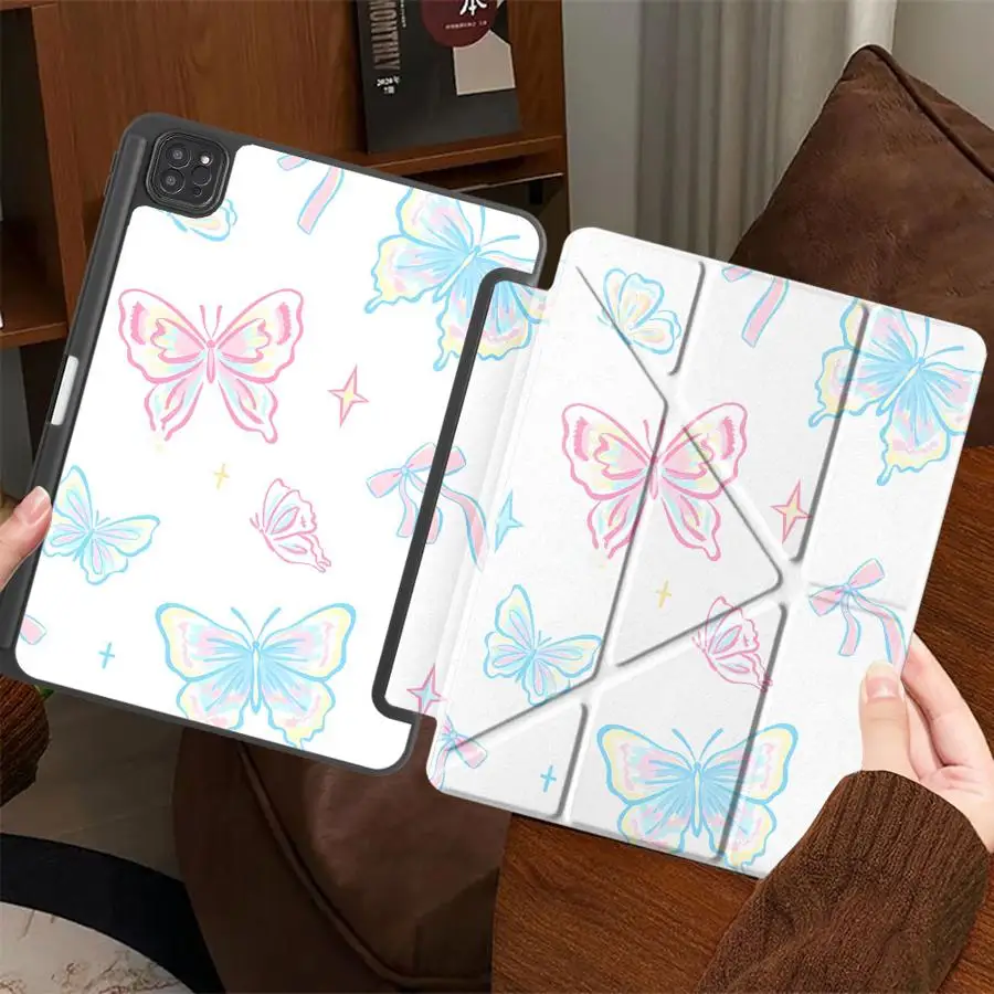 

Colored Butterfly Holder Cover Tablet Case For iPad Pro 2025 Pro 11th 10th 9th 8th 7th 12.9inch Mini 6 7 Air 4 5 M3 M2 M4 11inch