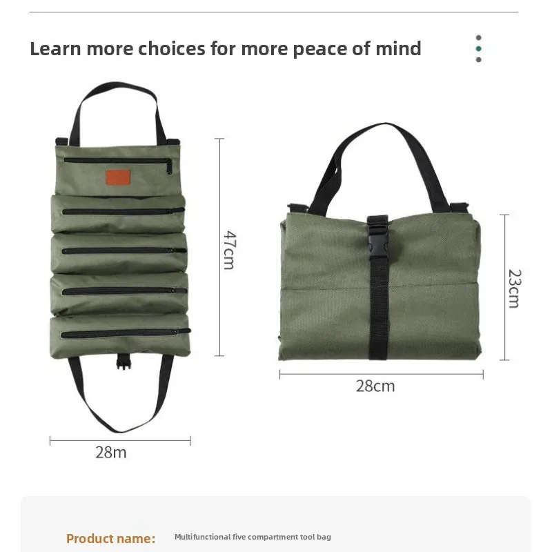 Nuovo rotolo di attrezzi, borsa per attrezzi arrotolabile multiuso, rotolo di chiavi, secchio per organizer per attrezzi in tela, custodia per rotolo avvolgente per kit di pronto soccorso per auto