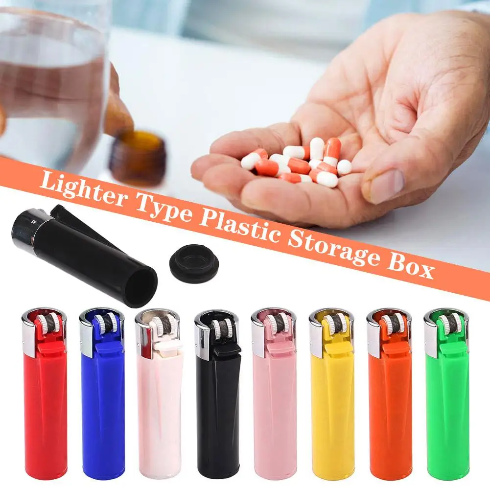 Lighter Shape Pill Box Safe Medicine Storage Case Sealed Waterproof Drug Hidden Organizer Storage Dispenser Moisture-proof U3M2