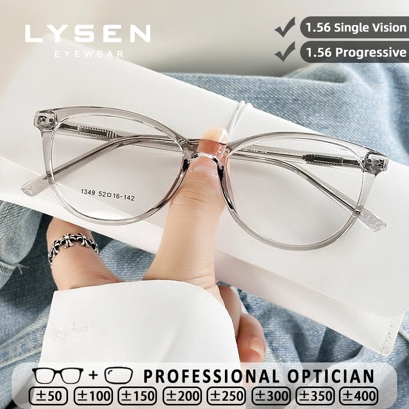 

LYSEN Trendy Round Women Reading Glasses Blue Light Blocking Prescription Glasses Anti-Reflective Myopia Hyperopia Glasses