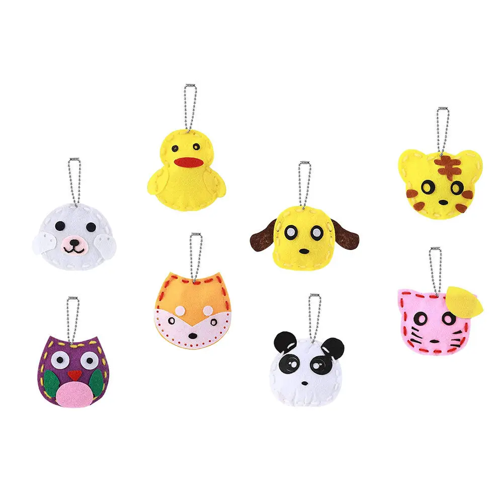 8Pcs Children DIY Bag Pendant Kit Animal Shape Non-Woven Fabric Lightweight Compact Pendant Making Materials for Handbag Tote
