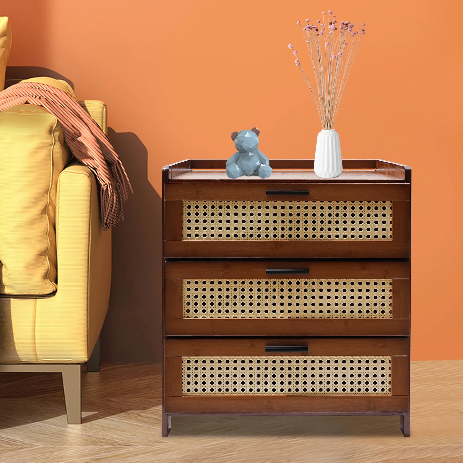 

Modern Nightstand End Table Bedside Table Drawer Storage Cabinet Dark Brown Nightstands Home Bedroom Furniture