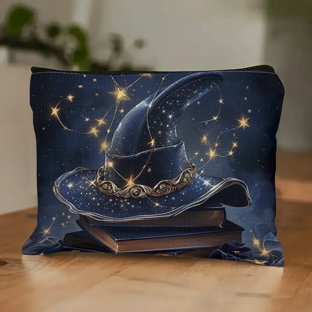 

Witch Hat & Magic Bookscape Cosmetic Bag - Lightweight Zippered Cosmetic Pouch for Travel And Daily Use