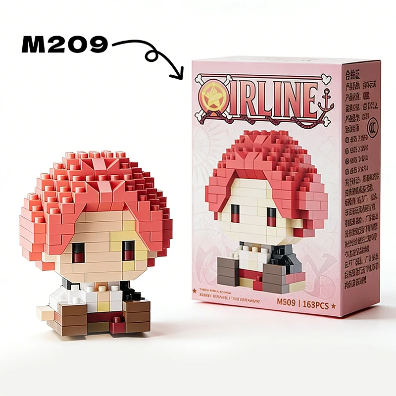 ONE PIECE Anime Micro-Bausteine, Sonnengott Nika Luffy Zoro Ace 3D Montage Sammelfigur Desktop-Dekoration Geschenk