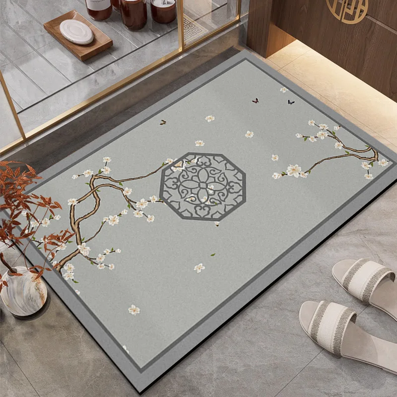 Kitchen Bathroom Floor Mat Bathroom Non-slip Absorbent Mat New Chinese Household Door Quick-drying and Cuttable Bathroom Blanket