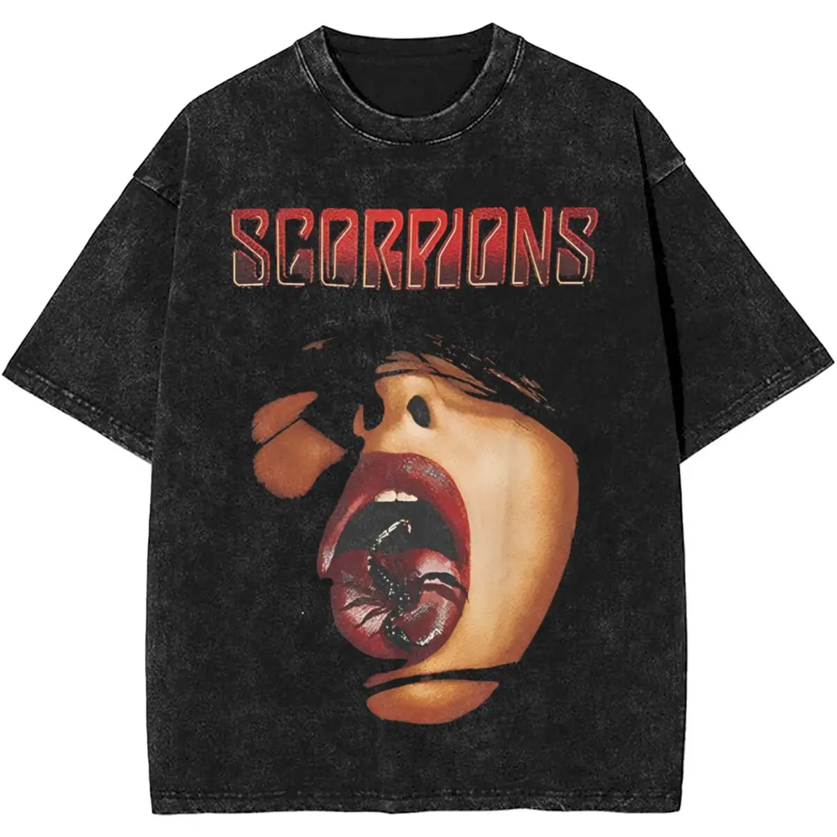 Rock Band Scorpions Merch Washed T Shirt for Men Women Streetwear Hip Hop T-Shirt Printed Tees Tops Cotton