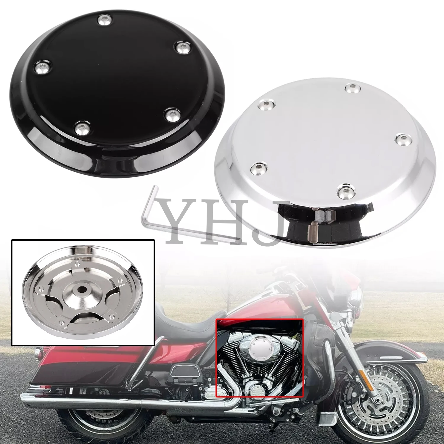 

5-Bolt Air Cleaner Insert Cover For Harley Motorcycle Twin Cam Dyna Softail Touring Electra Street Tri Glide Road King 1999-2015