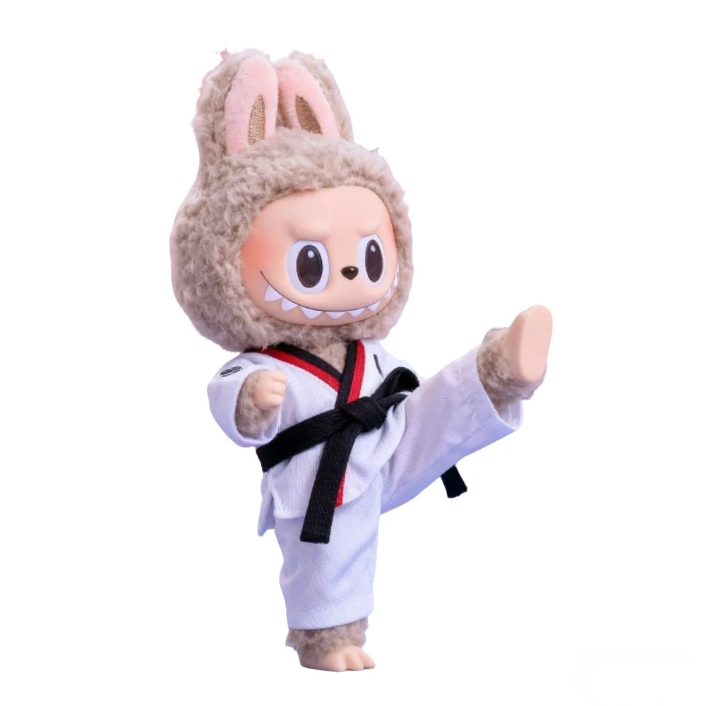 Vêtements de poupée Labubu 15/17CM, trucs Cool, déguisement de Taekwondo, accessoires de poupées assis, jeu de fête, jouets cadeaux de noël