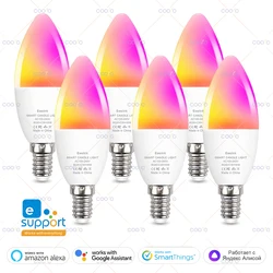 Ewelink-Lâmpada LED regulável para decoração de casa, lâmpada de vela, holofotes, candelabro, Wi-Fi, RGB, WW, WW, E14, 100-240V