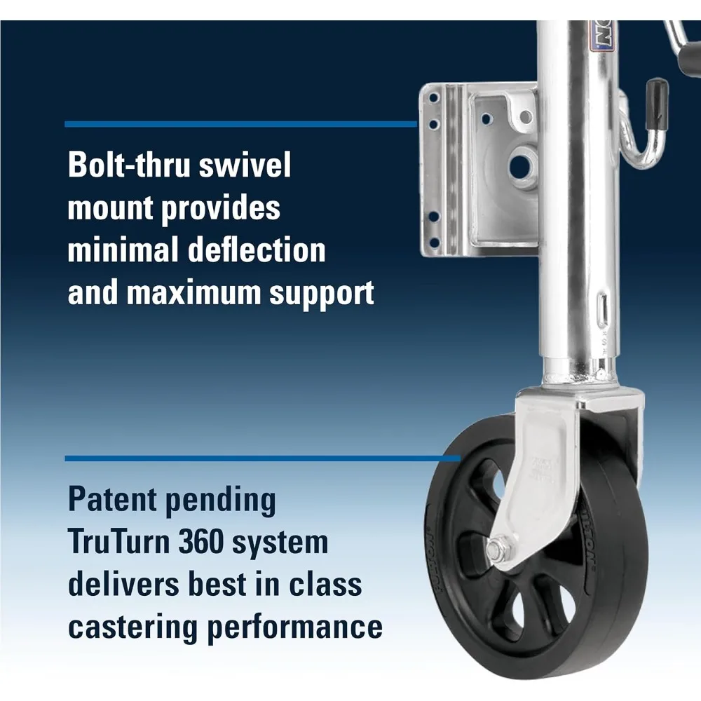 Marine Trailer Jack with 1500 lbs Capacity, Sidewind Resistance, Bolt-On Mount, 12 Inch Lift Range