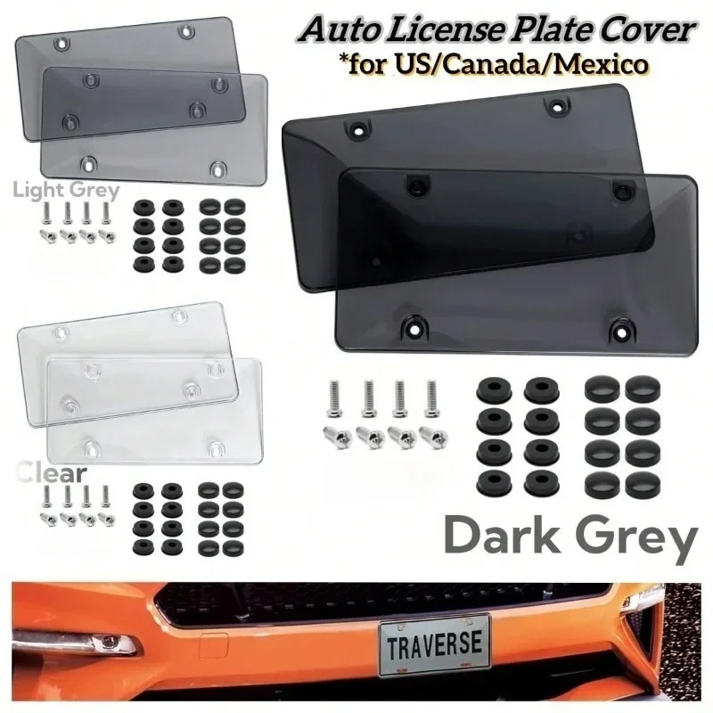 2pcs 6 X 12 Inch Car License Plate CoverSlim Design, Rust-Proof Aluminum Holder, Fits All Standard Plates, Screws Included