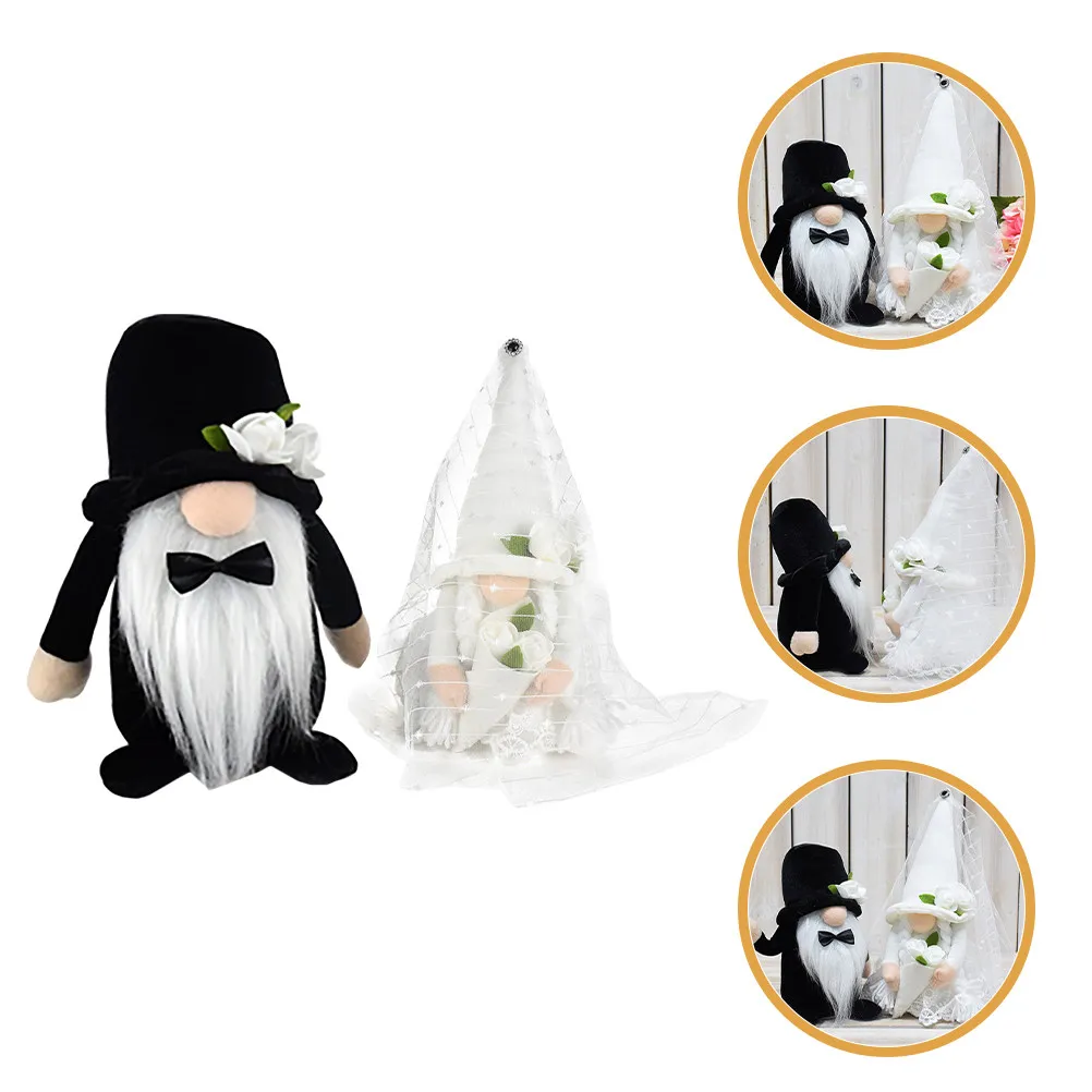 

2Pcs Bridal Gnome Decor Wedding Room Decor Indoor Wedding Decoration Gnome Ornament for Bedside Table Bookcase Shelf Tabletop