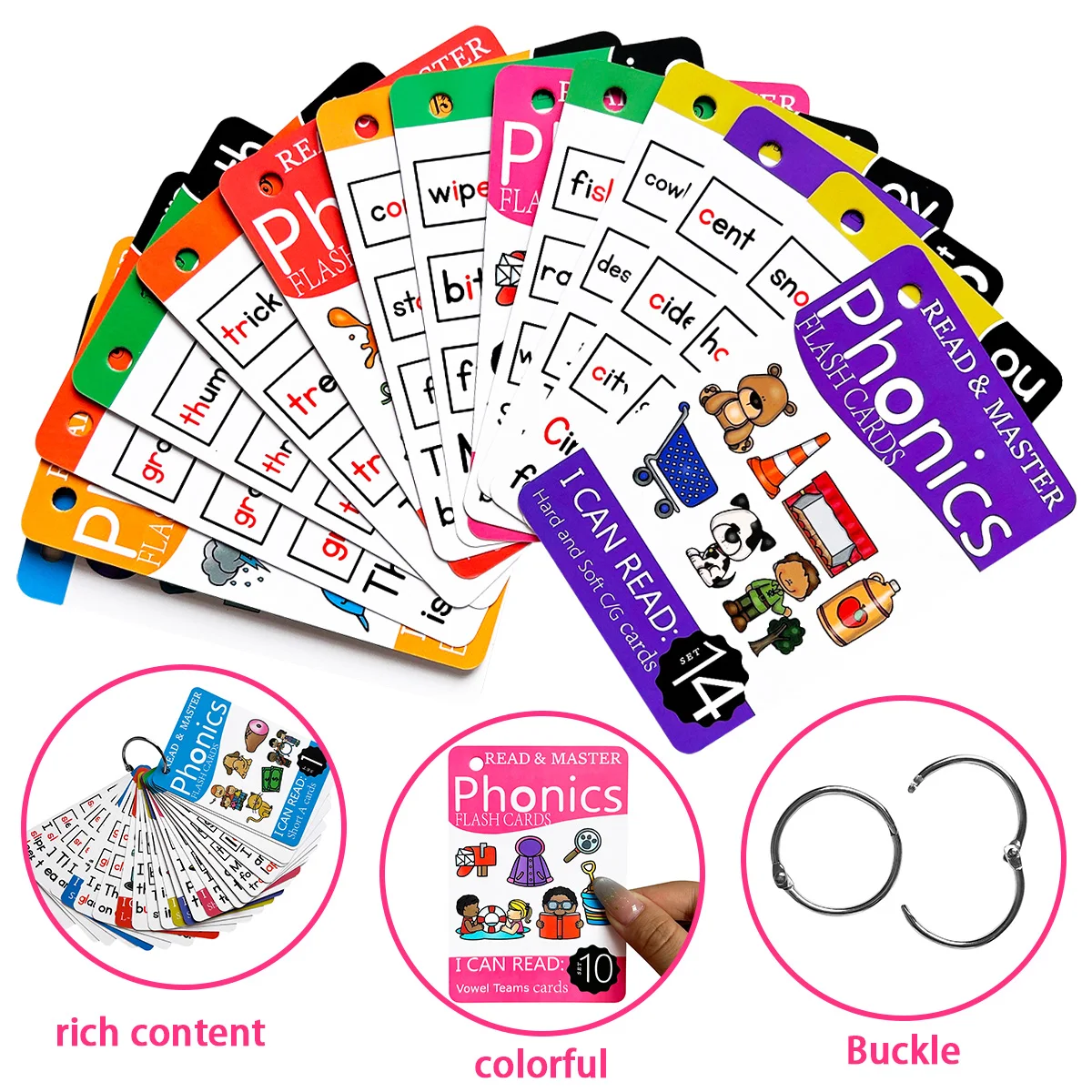 Montessori English Phonics Learning Cards Kindergarten Educational  for Children Teacher Teaching Aid Flashcards