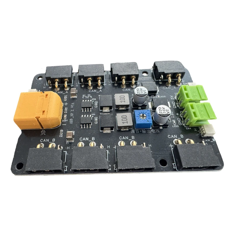 1PCS XT60 to XT30 (2+2) 8-Channel Power Distribution Board 7.4-30V Input/5V 5A Output with CAN A/B 1-to-4 Ports for RC Model