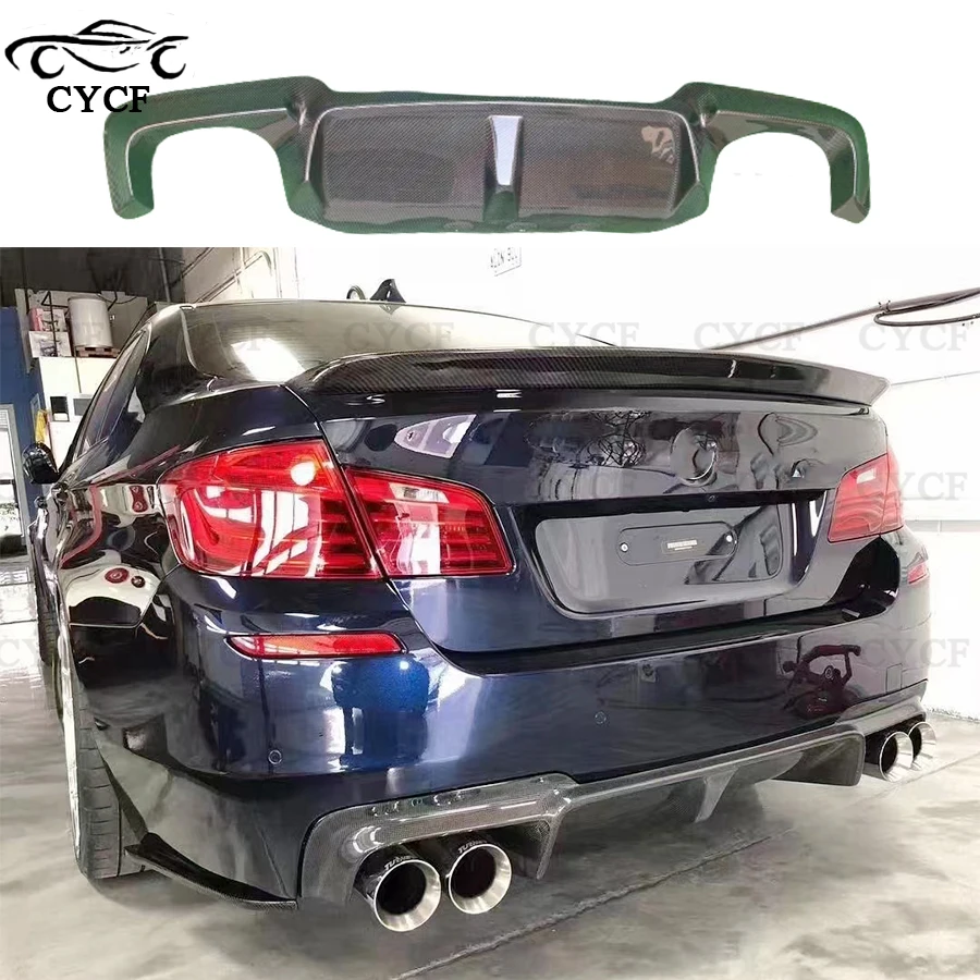 For BMW 5 Series F10 F18 530 10-16 3D Style Sport High quality Carbon Fiber Rear Lip Diffuser Back Bumper Hugger Spoiler