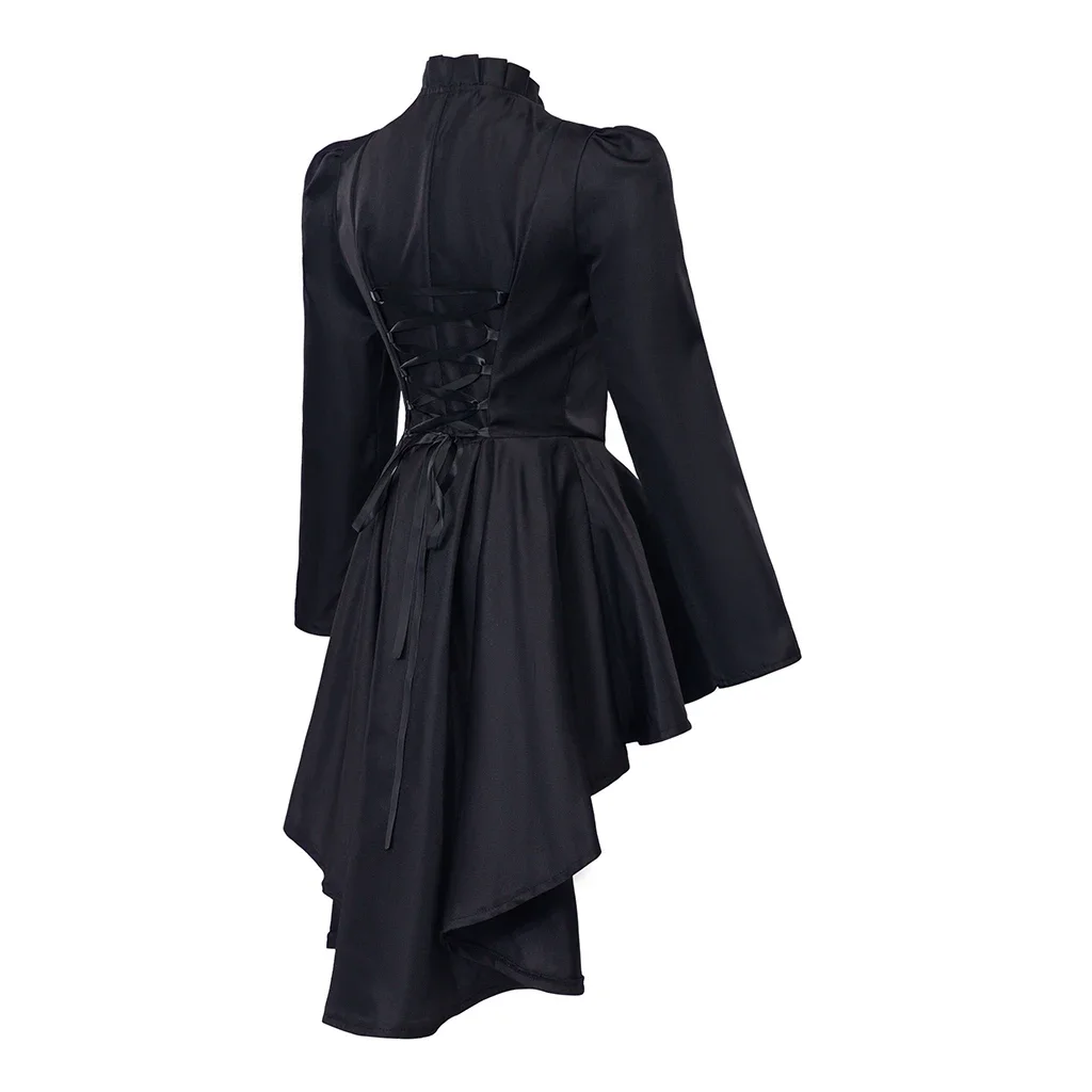 Victorian Gothic Cosplay Costume Black Tuxedo Tailcoat Womens Retro Steampunk Jacket Long Waistcoat Jacket Top Halloween - view 4