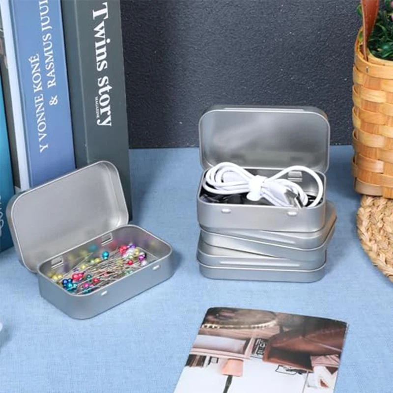 1-10pc Mini Metal Empty Storage Box Tin Plated Container With Hinged Lid Wedding Jewelry Pill Cases Portable Cosmetic Organizer