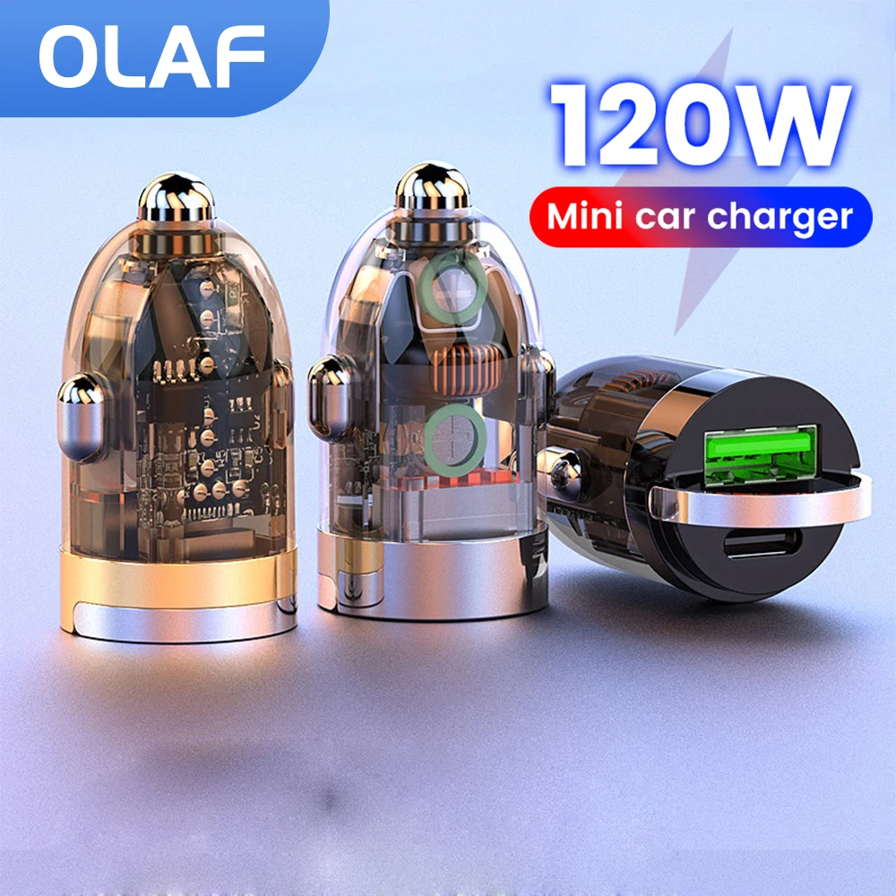 

Мини-автомобильное зарядное устройство 120 Вт, кольцо для быстрой зарядки, USB Type C, автомобильное зарядное устройство для телефона, адаптер для iphone 15 16 Samsung Huawei Xiaomi