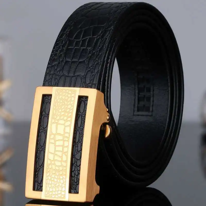 Genuine Cow Leather Automatic Belt For Men Formal Automatic Buckle Belt Genuine Leather Mens business Strap