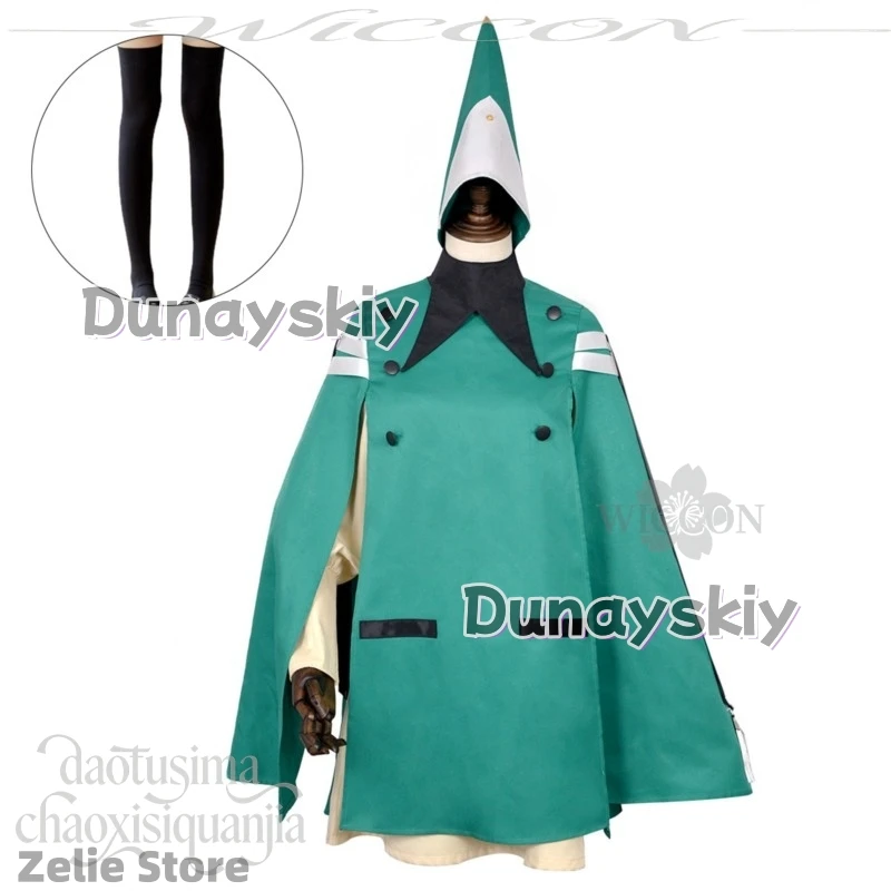 Disfraz de Koko, Sombrero de Bruja de Anime, Uniforme de Chica Mágica Verde, Túnica Mágica, Sombrero, Pelucas, Disfraz para Halloween, Navidad, Fiestas y Cosplay