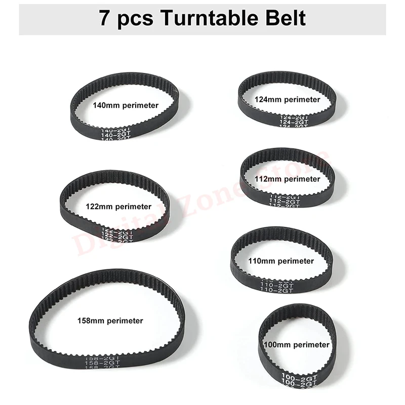 7Pcs 2GT Timing Belt 6mm Width Closed Loop Rubber Belt 100mm 110mm 112mm 122mm 124mm 140mm 158mm 2GTwith 4Pcs Locking Springs