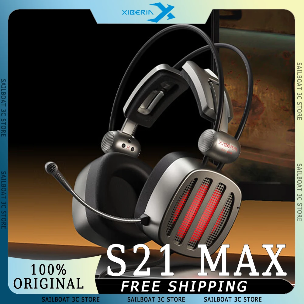 

XIBERIA S21 MAX Wired Headphone Dual Sound Card 7.1 CM6646X1 Chip Visual Line Control Ergonomics E-sports Gaming Headset Custom