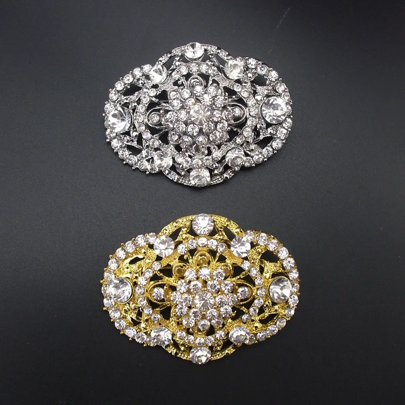 1 Piece Fashion Women Rhodium Plated Rhinestone Crystal Vintage Oval Bridal Wedding Collar Brooch Pin New Item No.: BH7654