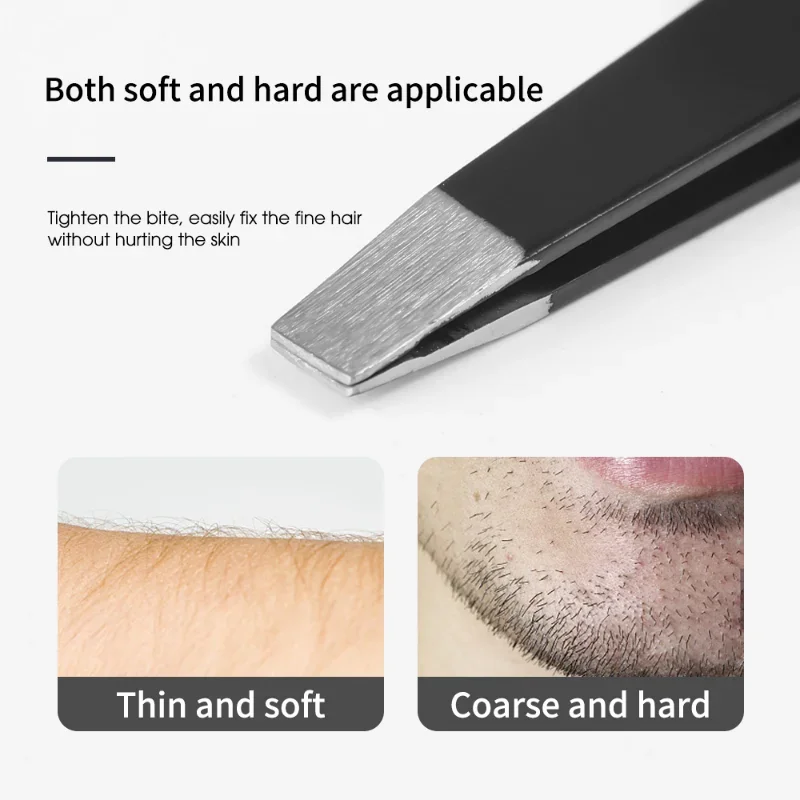 1PCS Flat Slant Tip Head Eyebrow Tweezers Portable Hair Beard Trimming Tools Stainless Steel Eyelashes Makeup Clip Accessories