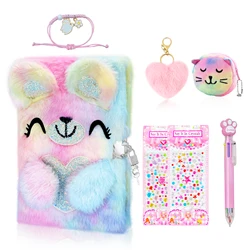 Ours mignon avec cadenas pour enfant filles, carnet de notes journal intime A5, papeterie scolaire, carnet de croquis, carnet de notes, ensembles cadeaux