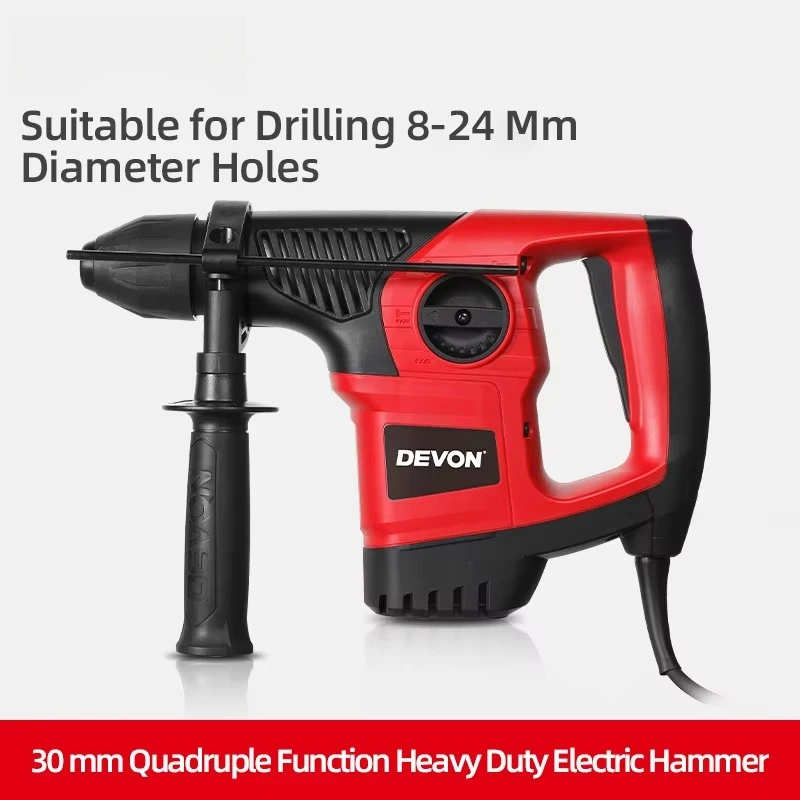 Martelo Elétrico Multifuncional de 30mm, Furadeira de Impacto Elétrica, Ferramenta de Potência de Grau Industrial