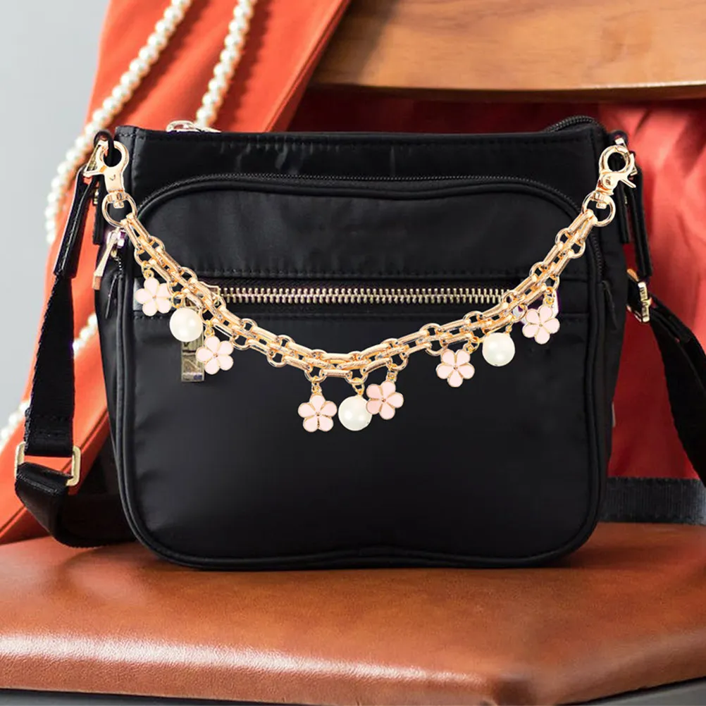 2Pcs Floral Purse Chain Strap Metal Crossbody Bag Extender Adjustable Hook Design for Small Purses Wallet Integrated Style
