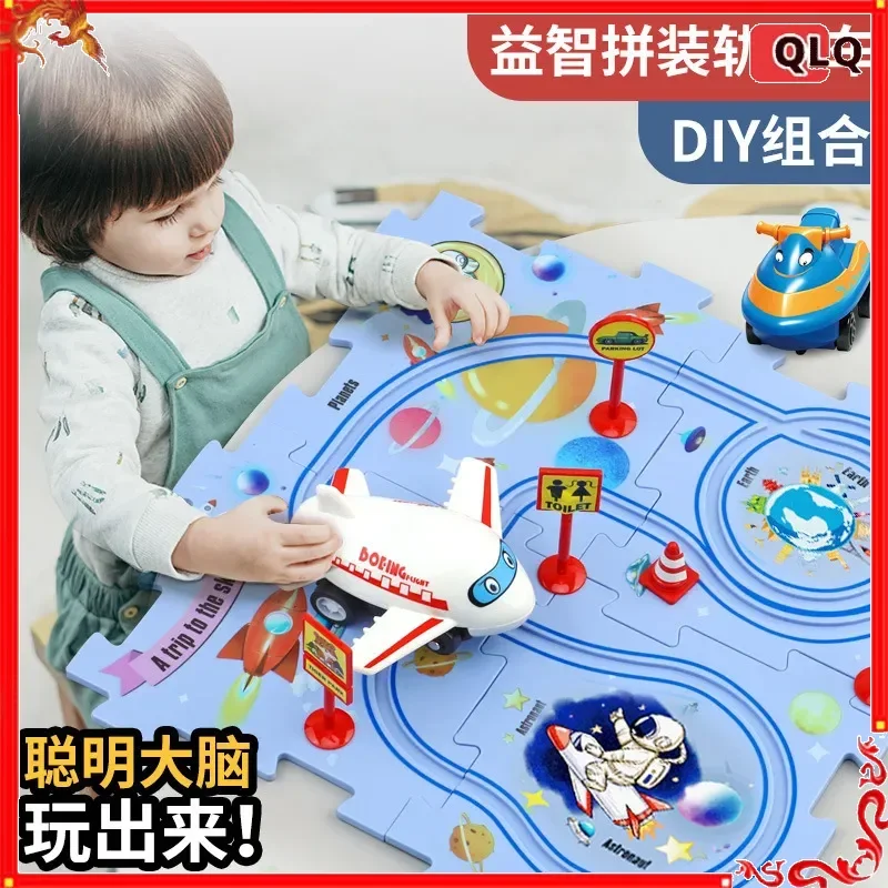 

Tun Taan DIY Electric Mini Train Set Educational Sliding Puzzle Track Vehicle Model Assembly Indoor Tabletop Play Entertainment