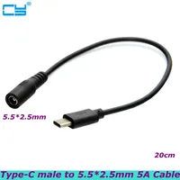 1pcs/lot USB 3.1 Type C USB-C to DC 5.5*2.5mm Power Jack Extension Charge Cable 20cm for Macbook Cell Phone Tablet