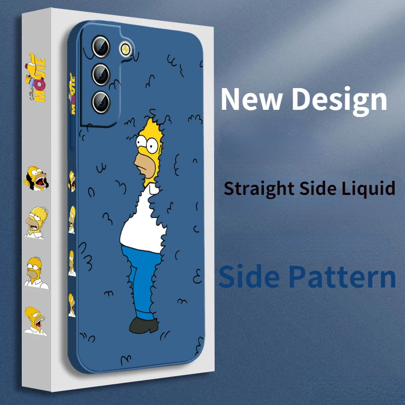 Funny The Simpsons Bart Phone Case For Samsung Galaxy S23 S22 S21 S20 Pro FE Note 20 Plus Ultra Liquid Left Rope Cover