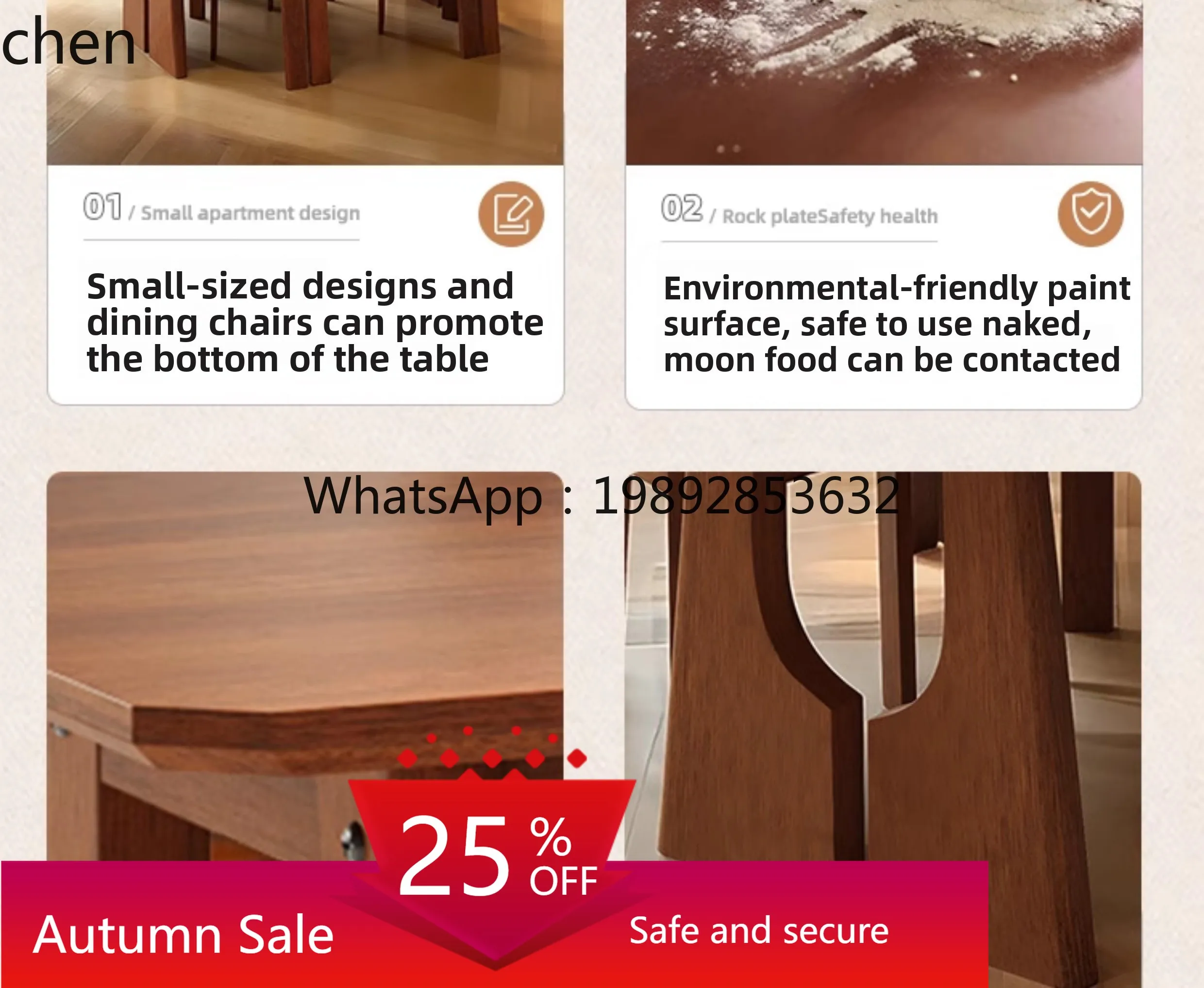 

all-solid wood dining table simple small household rectangular dining table living room decoration