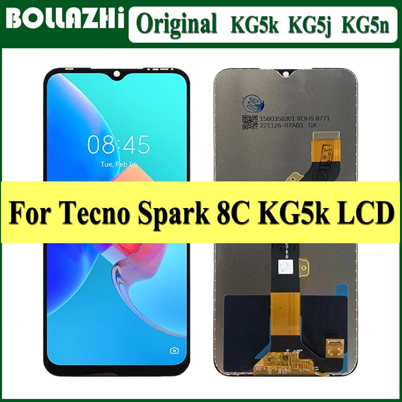 6.6'' Original Screen For Tecno Spark 8C KG5k KG5j KG5n LCD Display Touch Screen Digitizer Assembly For Spark8C LCD Replacement