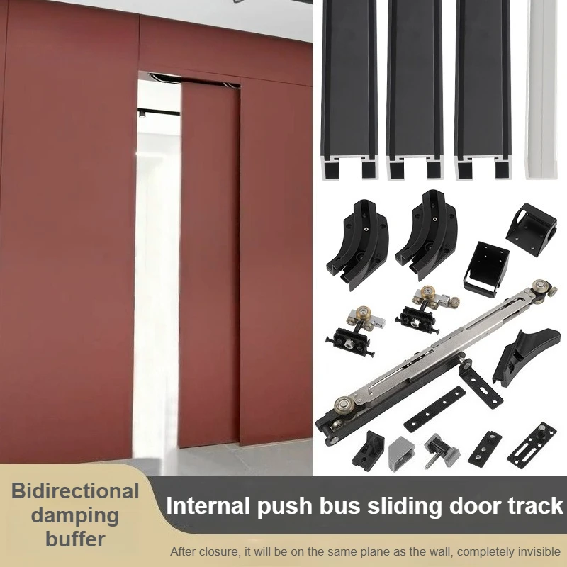 Invisible Sliding Door Retracting Bus Door Slide Rail Cloakroom Bedroom Flat Door Sliding Buffer Track Hardware Accessories