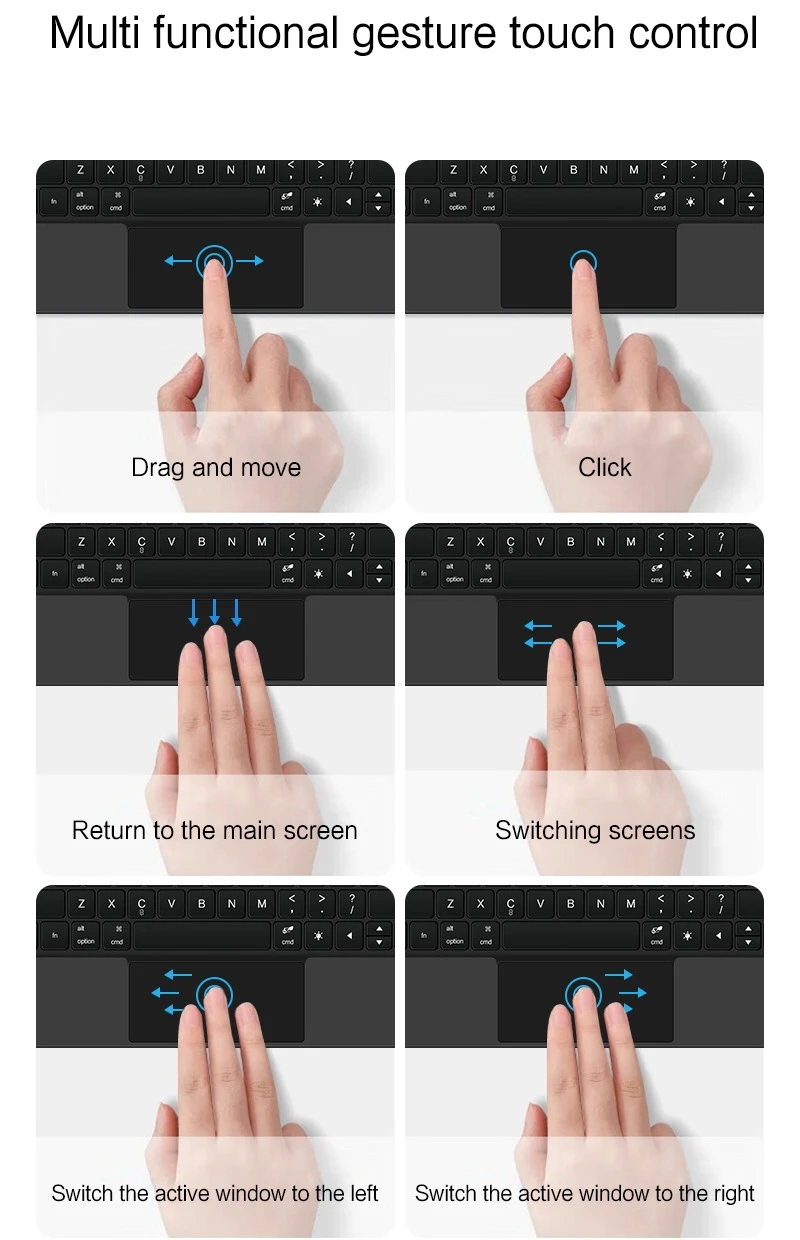 Deutsches MatePad Magic Keyboard Pad-Tastatur für Huawei MatePad Air Pro MateBook E Spanisch, Arabisch, Französisch, Russisch, Koreanisch, Hebräisch, Portugiesisch, Deutsch, HW1, Tastenkombination, Gestensteuerung, Tra