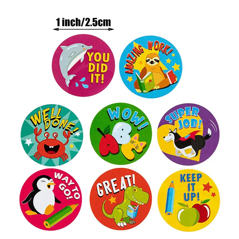 500pcs Kids Cartoon Encouragement Stickers Educational Toys Many Styles Cute Animals Expressions Sticker Children Diy Reward Toy