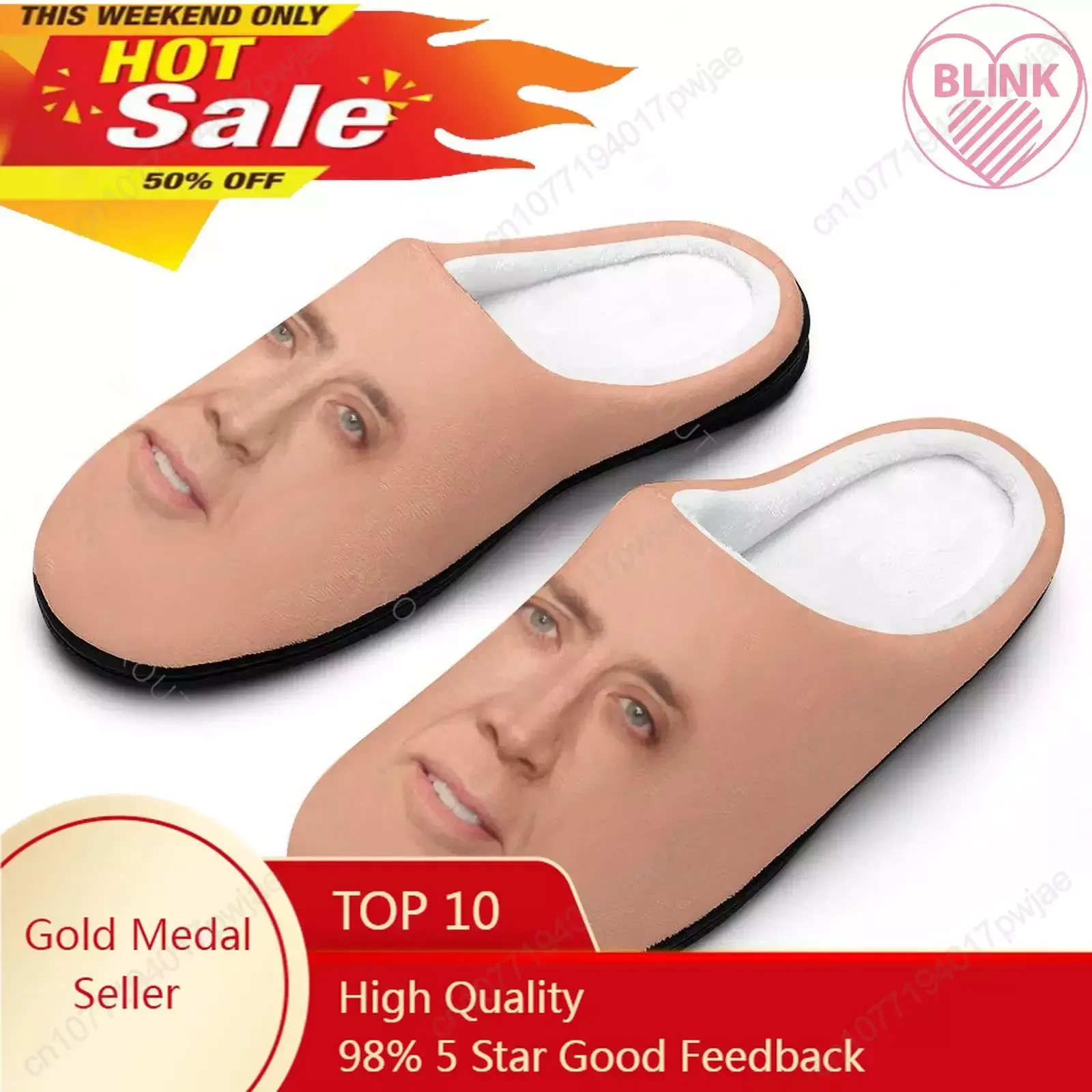 

Winter Warm Slippers Nic Nicolas Cage 5 Men Women Cotton Slides Non-Slip Couple Household Flat Loafer Footwearfoam Shoes