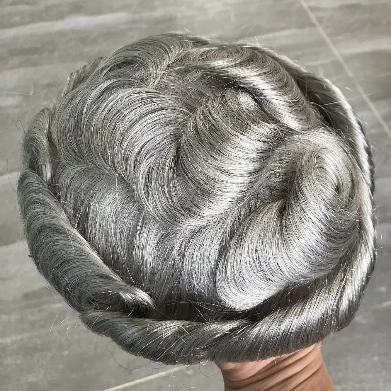 # 550 بني مع نظام الشعر البشري الرمادي الاصطناعي للرجل العجوز خط شعر طبيعي غير قابل للاكتشاف متين 0.06 مللي متر قاعدة كاملة من الجلد شعر مستعار #5